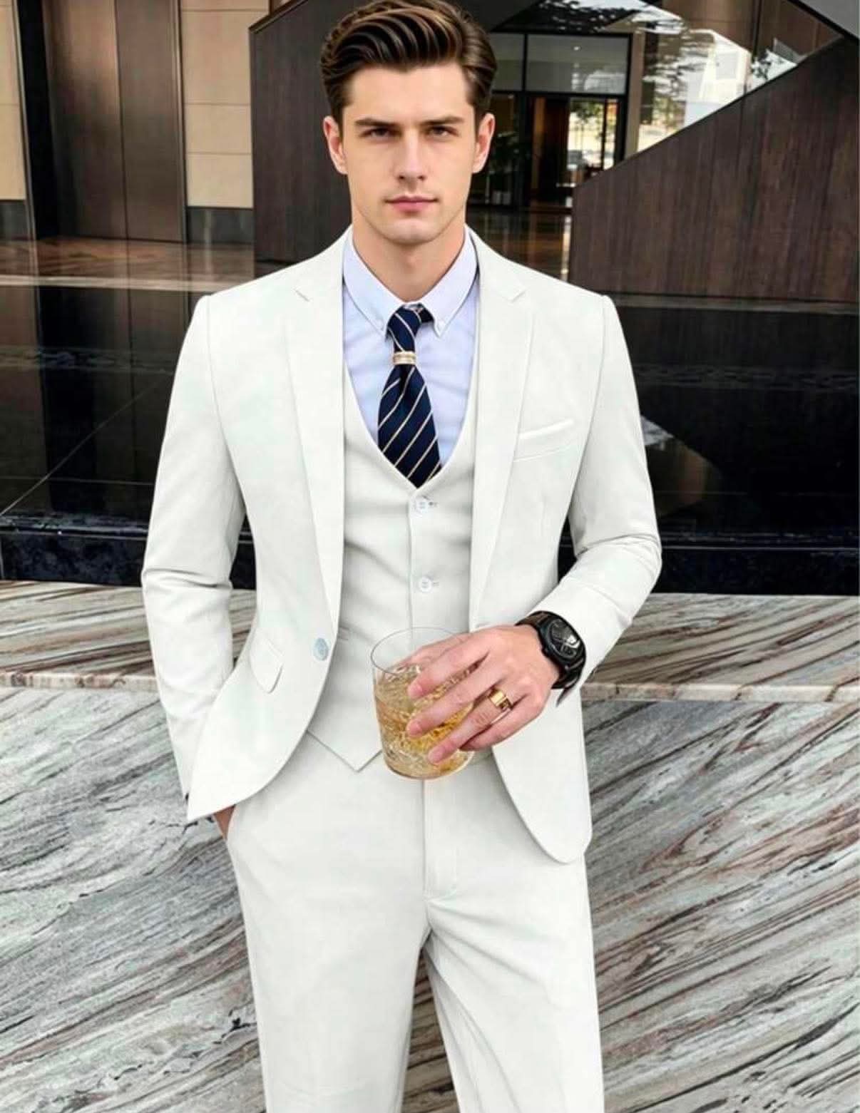 White Groom Suit gown